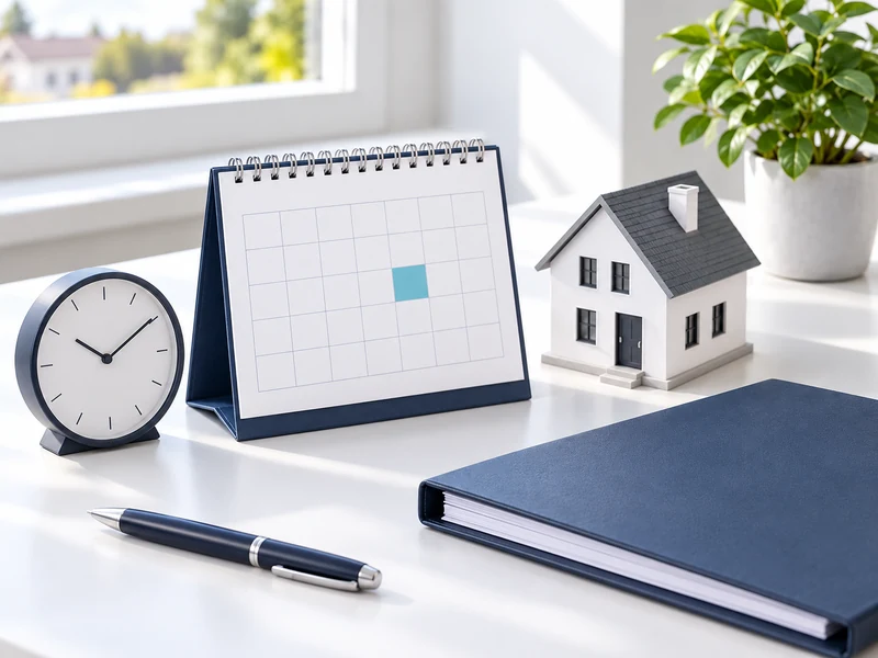 Kalender, Uhr und Hausmodell zur Berechnung der Abrechnungsfrist